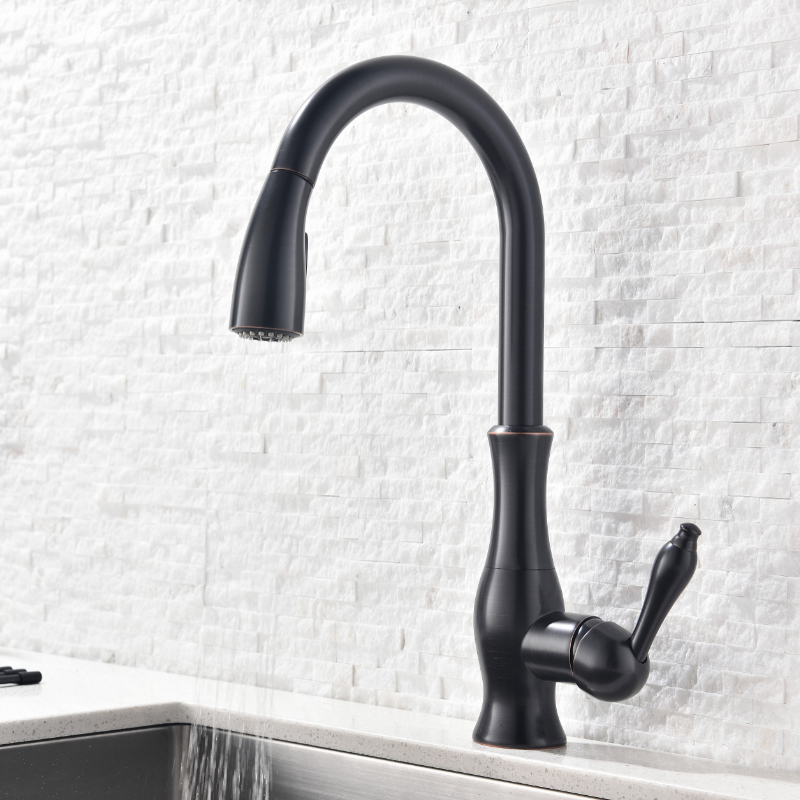 All Copper Rotatable Pull-Out Kitchen Faucet