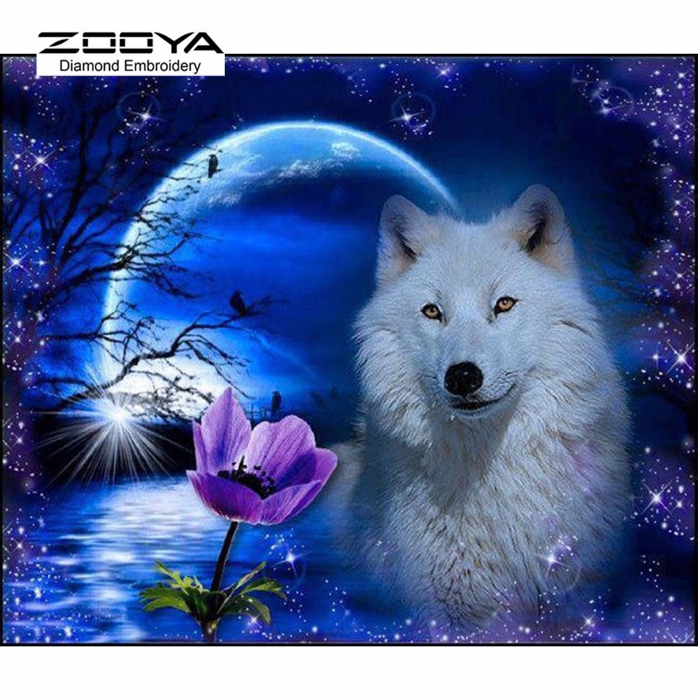 Moonlight Wolf 3D DIY Diamond Painting with Embroidery
