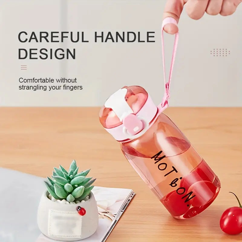 Portable Water Bottle with Bouncing Cover and Straw