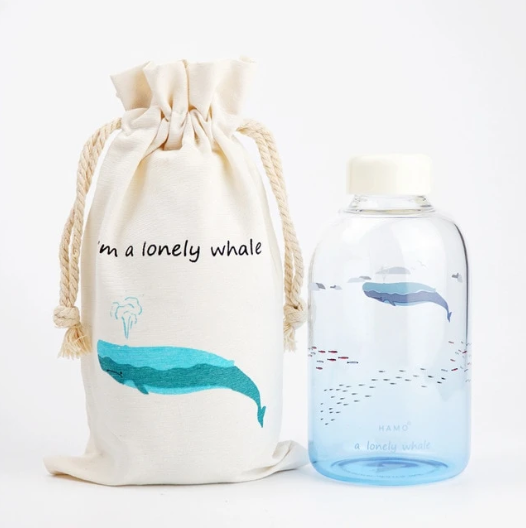 Creative Whale Gradient Glass Cup - Cute Portable Juice Mug