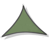 AquaHaven Decor triangle waterproof shade sail providing outdoor sun and rain protection, installed under a clear sky.