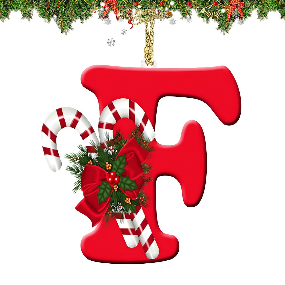 Alphabet letter Christmas tree ornaments — personalized hanging pendants for holiday decorating