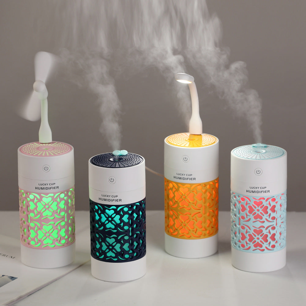 Mini 3-in-1 Fan Night Light USB Humidifier Aroma Diffuser
