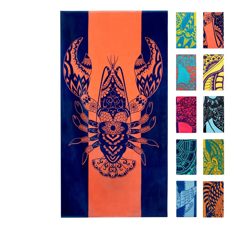 Blue Lobster Microfiber Beach Towel for Kids and Adults