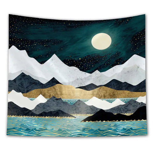 Abstract Marble Mountain Moon Tapestry for Home Decor
