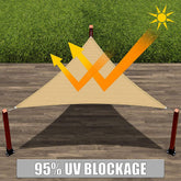 Triangle waterproof shade sail by AquaHaven Decor, outdoor waterproof fabric providing shaded protection in a triangular shape.