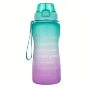 Large Capacity 2L Water Bottle with Straw and Time Marker