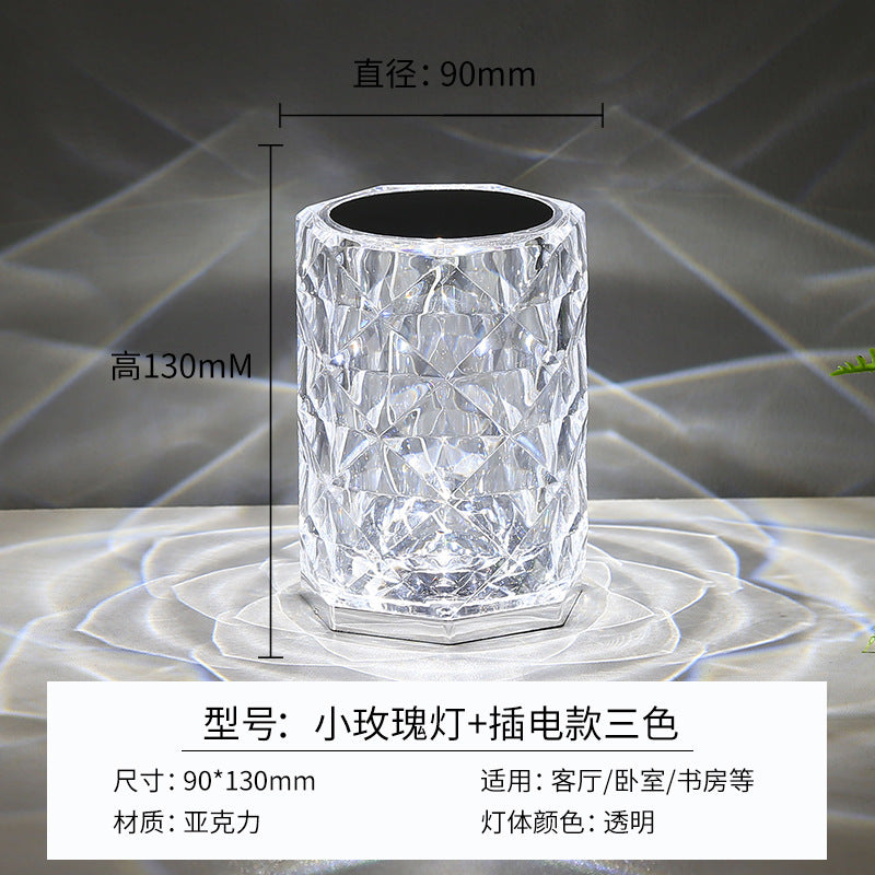 Modern Minimalist Touch Table Lamp with Crystal Rose