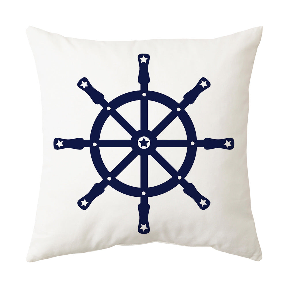 Nautical Throw Pillow Covers — Pirate Ship & Anchor Coastal Decor
