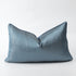 Blue and white patchwork cushions by AquaHaven Decor, featuring soft fabric and decorative stitching for sofa decor.