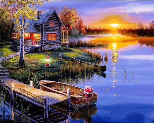 "Sunset Landscape Oil Painting for Home Decor"