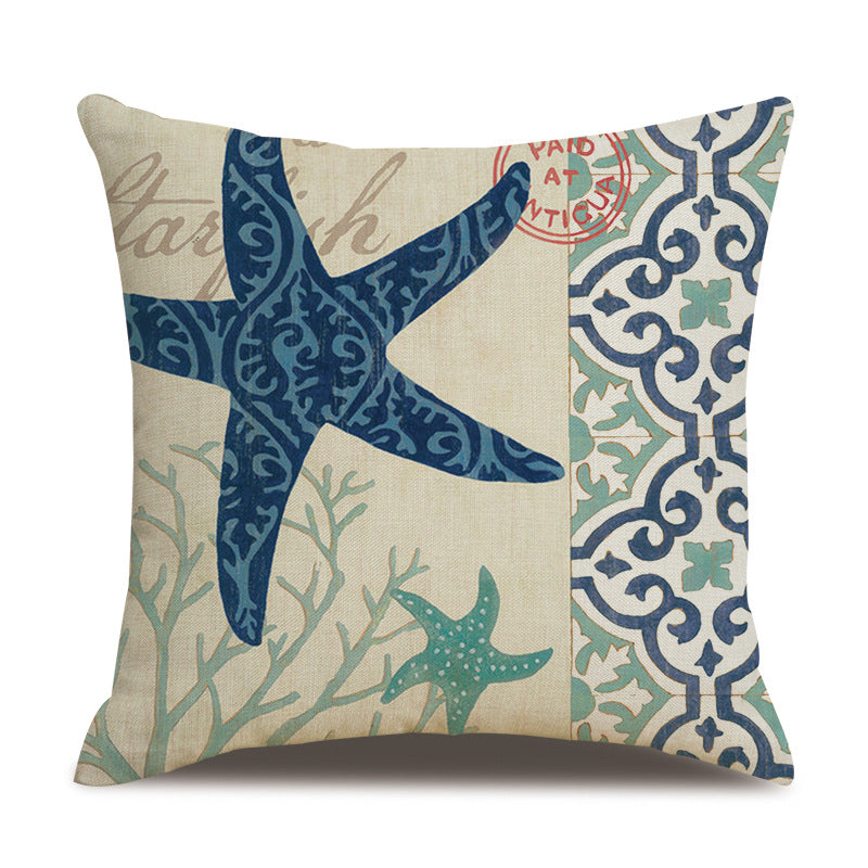 Ocean Theme Throw Pillow Cover — Coastal Decor for Home & Airbnb
