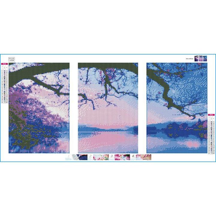 Digital oil painting of river landscape on a triptych canvas wall art by AquaHaven Decor, showcasing a serene natural scene.