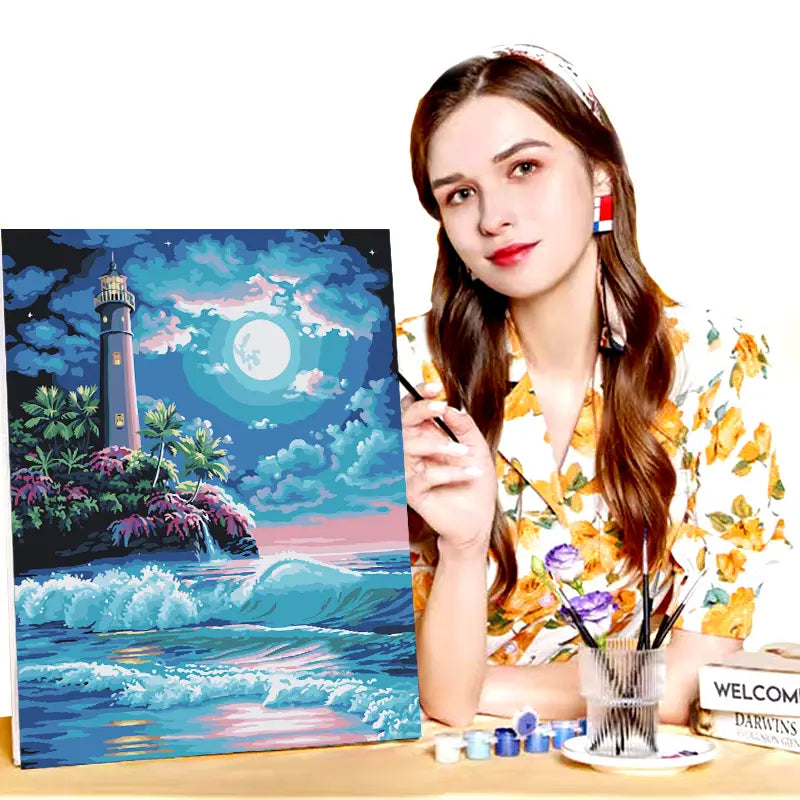 Digital Oil Painting Set - Moonlight Island for All