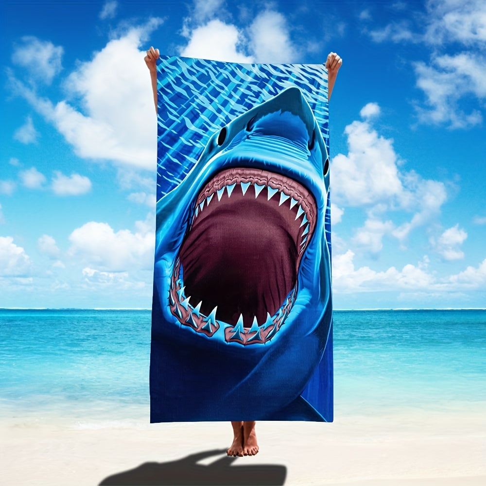 Oversized Shark Beach Towel — Quick-Dry Microfiber for Beach, Pool & Travel