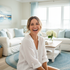 Woman in coastal home